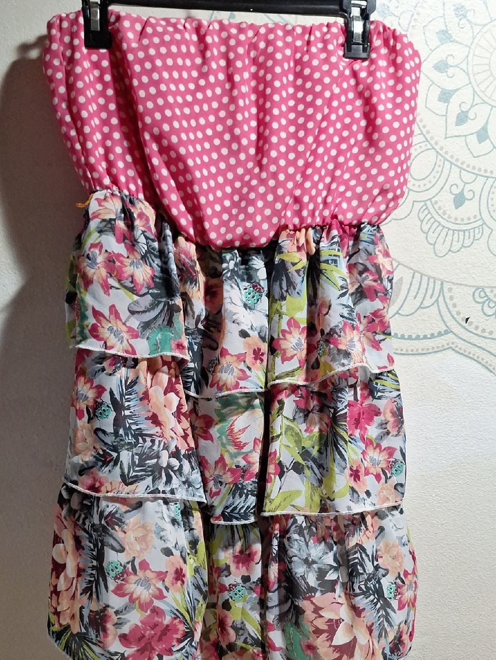 Ruby Rox Pink and White Polka Dot Dress